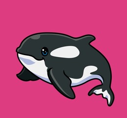 Fototapeta premium cute orca whale. isolated cartoon animal illustration. Flat Style Sticker Icon Design Premium Logo vector. Mascot Character