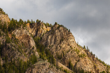 Dramatic Storm Clouds over the Rocky Mountain in Hedley BC. Upper Similkameen on a cloudy overcast day.