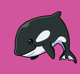 Naklejka premium cute orca swimming. isolated cartoon animal illustration. Flat Style Sticker Icon Design Premium Logo vector. Mascot Character