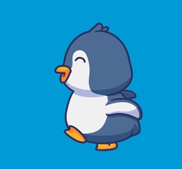 cute penguin walking. isolated cartoon animal illustration. Flat Style Sticker Icon Design Premium Logo vector. Mascot Character