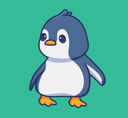 cute penguin pose. isolated cartoon animal illustration. Flat Style Sticker Icon Design Premium Logo vector. Mascot Character