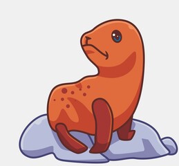 cute seal animal on the coast. isolated cartoon animal illustration. Flat Style Sticker Icon Design Premium Logo vector. Mascot Character
