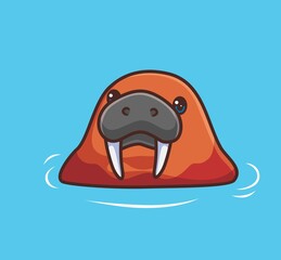 cute walrus bathing. isolated cartoon animal illustration. Flat Style Sticker Icon Design Premium Logo vector. Mascot Character