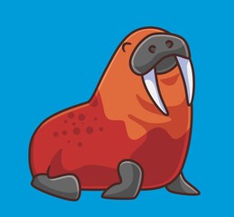 cute walrus happy. isolated cartoon animal illustration. Flat Style Sticker Icon Design Premium Logo vector. Mascot Character