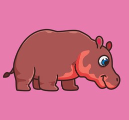cute baby hippopotamus. isolated cartoon animal illustration. Flat Style Sticker Icon Design Premium Logo vector. Mascot Character