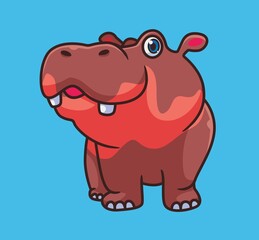 cute sweet hippo. isolated cartoon animal illustration. Flat Style Sticker Icon Design Premium Logo vector. Mascot Character