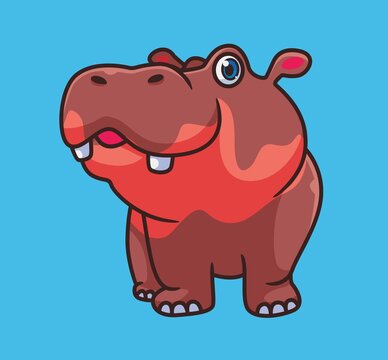 cute sweet hippo. isolated cartoon animal illustration. Flat Style Sticker Icon Design Premium Logo vector. Mascot Character