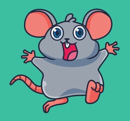 cute cartoon mouse happy smile. isolated cartoon animal illustration vector