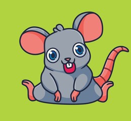 cute cartoon mouse sitting happy. isolated cartoon animal illustration vector