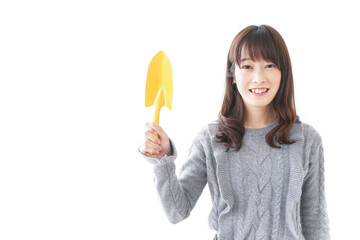 Woman planting a garden