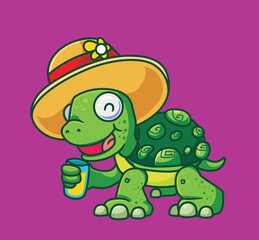 cute cartoon turtle summer. isolated cartoon animal illustration vector
