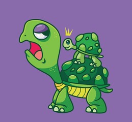 cute cartoon turtle parent. isolated cartoon animal illustration vector