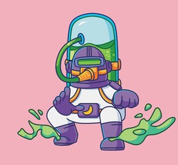 cute astronaut pose. Isolated cartoon person illustration. Flat Style vector