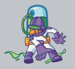 Obraz premium cute cartoon astronaut karate. Isolated cartoon person illustration. Flat Style vector