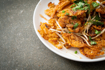 Crispy fried mussel pancake with egg