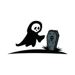 Dead Reaper logo. Skull reaper vector