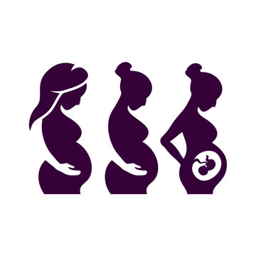 woman pregnant vector template. silhouette of woman pregnant vector