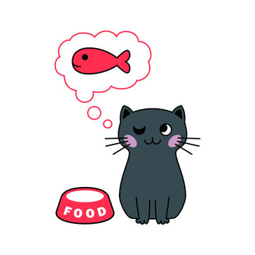 cat imagine fish vector illustration template.
