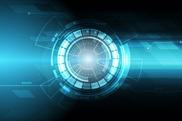 Vector circuit board cyber security on dark blue vintage screen for technology background