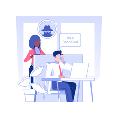 Competition in a workplace isolated concept vector illustration. Man looks at his colleague with suspicion, competition among employees, human resources, pursue career vector concept.