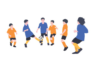 Fototapeta na wymiar Kids Playing Football in illustration graphic vector