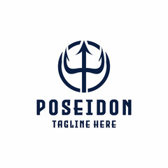 silhouette poseidon logo Design vector for mythology