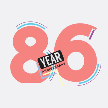 86th Years Anniversary Logo Birthday Celebration Abstract Design Vector Illustration.