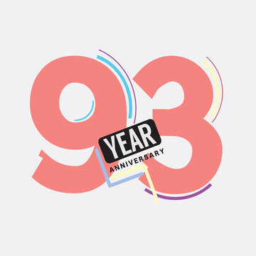 93th Years Anniversary Logo Birthday Celebration Abstract Design Vector Illustration.