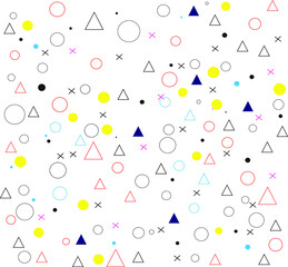 Seamless vector pattern in memphis style. Geometric seamless pattern. Abstract geometric background with geometric shapes.