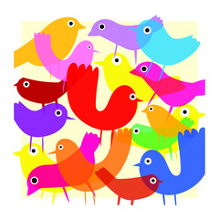 Obraz premium Beautiful bird on tree and branch icon,character,mascot vector illustration.