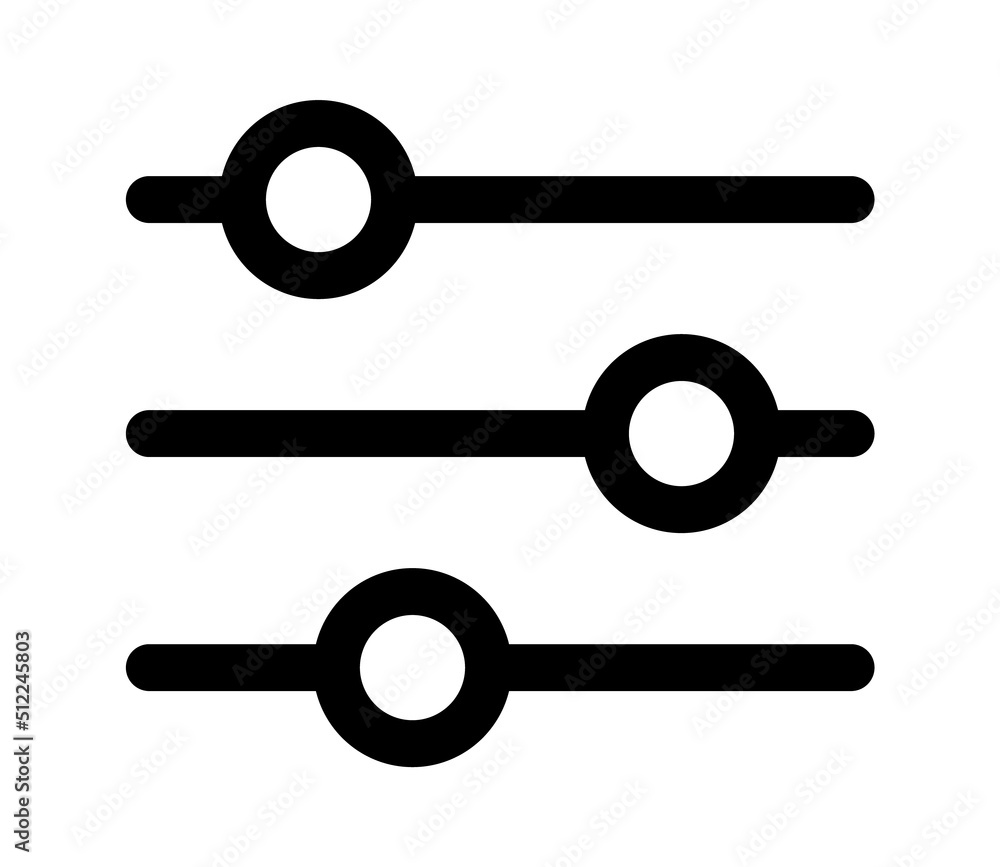 Poster search preferences or control filter sliders line art vector icon for apps and websites