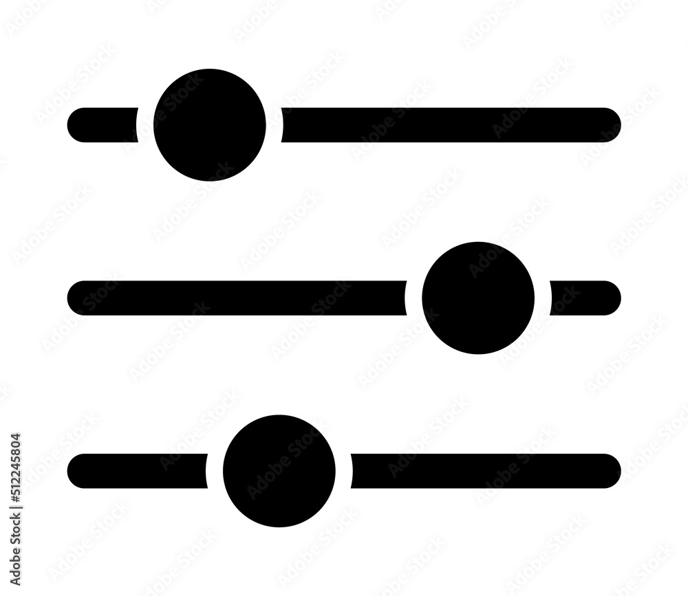 Poster search preferences or control filter sliders flat vector icon for apps and websites