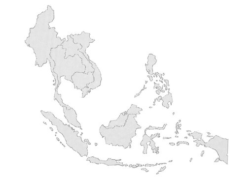 Asean Map dotted style illustration, for background (AEC, AFTA, ASEAN), 3d render