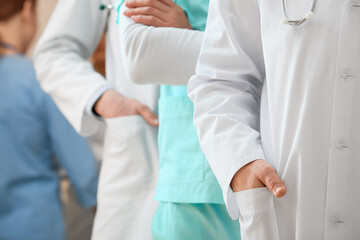 Group of doctors in clinic, closeup