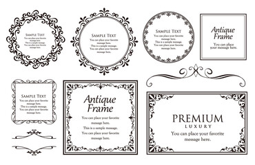 高級感のある　フレームデザイン　テンプレートセット　ラグジュアリー　ゴージャス　ビンテージ　アンティーク