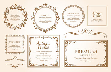 高級感のある　フレームデザイン　テンプレートセット　ラグジュアリー　ゴージャス　ビンテージ　アンティーク