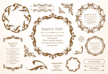 高級感のある　フレームデザイン　テンプレートセット　ラグジュアリー　ゴージャス　ビンテージ　アンティーク