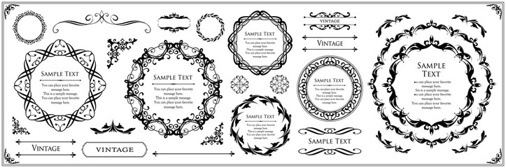 高級感のある　フレームデザイン　テンプレートセット　ラグジュアリー　ゴージャス　ビンテージ　アンティーク