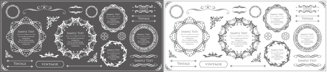 高級感のある　フレームデザイン　テンプレートセット　ラグジュアリー　ゴージャス　ビンテージ　アンティーク