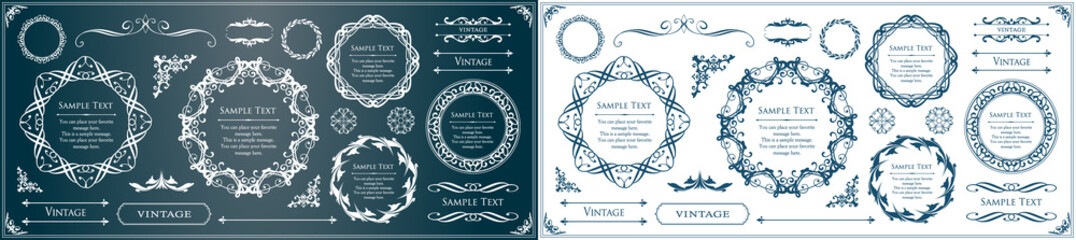 高級感のある　フレームデザイン　テンプレートセット　ラグジュアリー　ゴージャス　ビンテージ　アンティーク