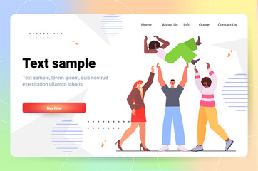 businesspeople tossing up in air man business success congratulation victory achievement celebrating leadership