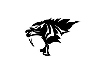 Tiger head - logo concept illustration in classic graphic style.