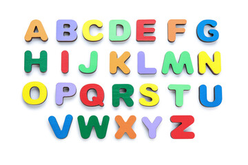 Colorful letters on white background. Alphabet concept
