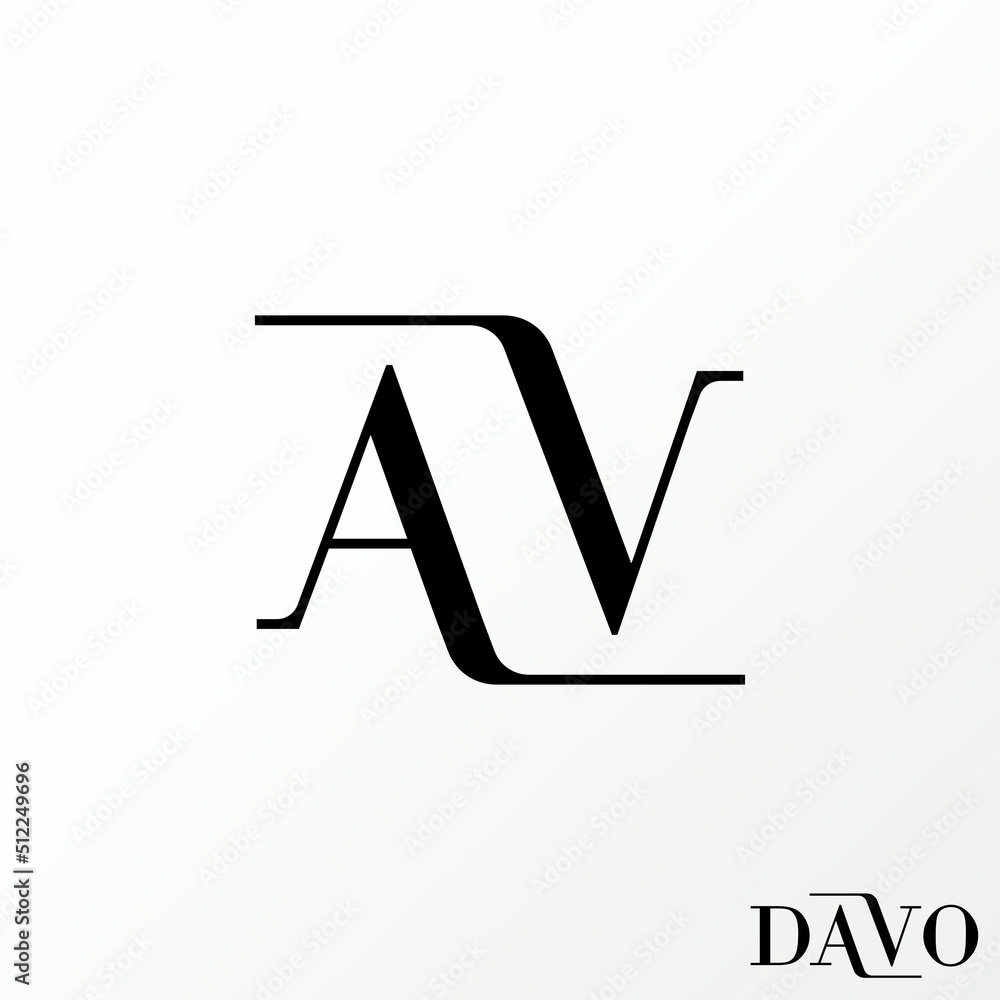 Aufkleber simple and unique letter or word av serif font line flip or backwards image graphic icon logo design
