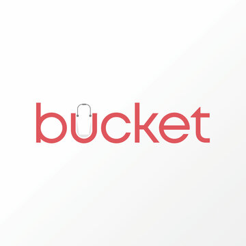 Simple and unique letter or word BUCKET with handle image graphic icon logo design abstract concept vector stock. Can be used as symbol related to home watermark or monogram