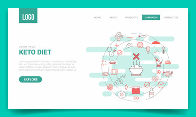 keto diet concept with circle icon for website template or landing page homepage