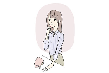 口紅を塗る女性のイラスト