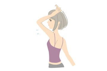 脇の汗や匂いを心配する女性のイラスト