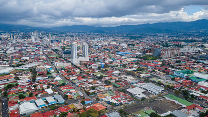 Beautiful aerial view of the Sabana Metropolitan Park in the center of San José Costa Rica