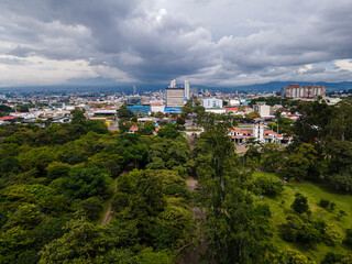 Beautiful aerial view of the Sabana Metropolitan Park in the center of San José Costa Rica